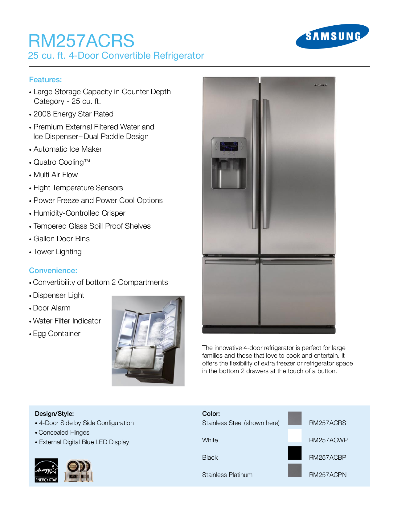 Download free pdf for Samsung RS2530BSH Refrigerator manual